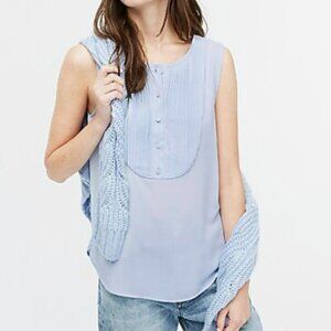 J. Crew Drapey Sleeveless Tuxedo Top, Blue, Size Large, EUC